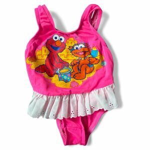 Vintage Sesame Street Baby Swimsuit One Piece with Ruffles